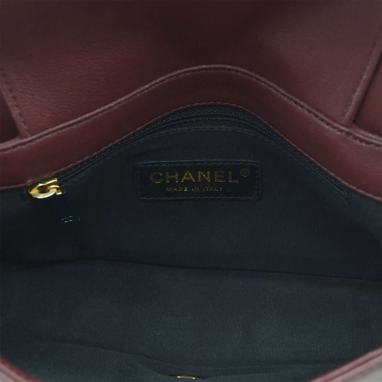 Handtasche CHANEL Sheep Flap Bag Iridescent Calfskin leather Bordeaux gebraucht 14