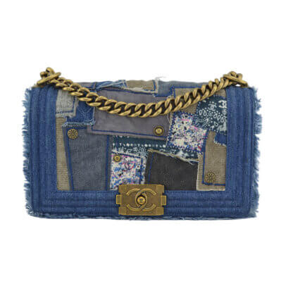 Handtasche CHANEL Denim Patchwork Boy Flap Bag gebraucht 5