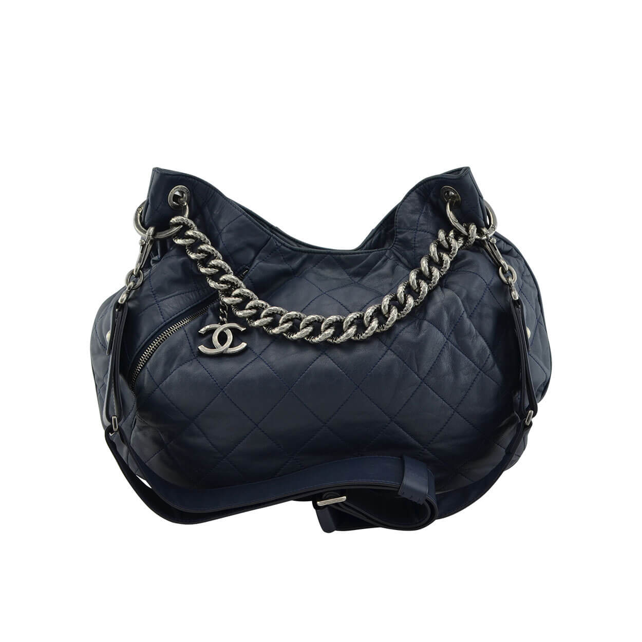 Handtasche CHANEL Coco Pleats Hobo Bag Dunkelblau gebraucht 3