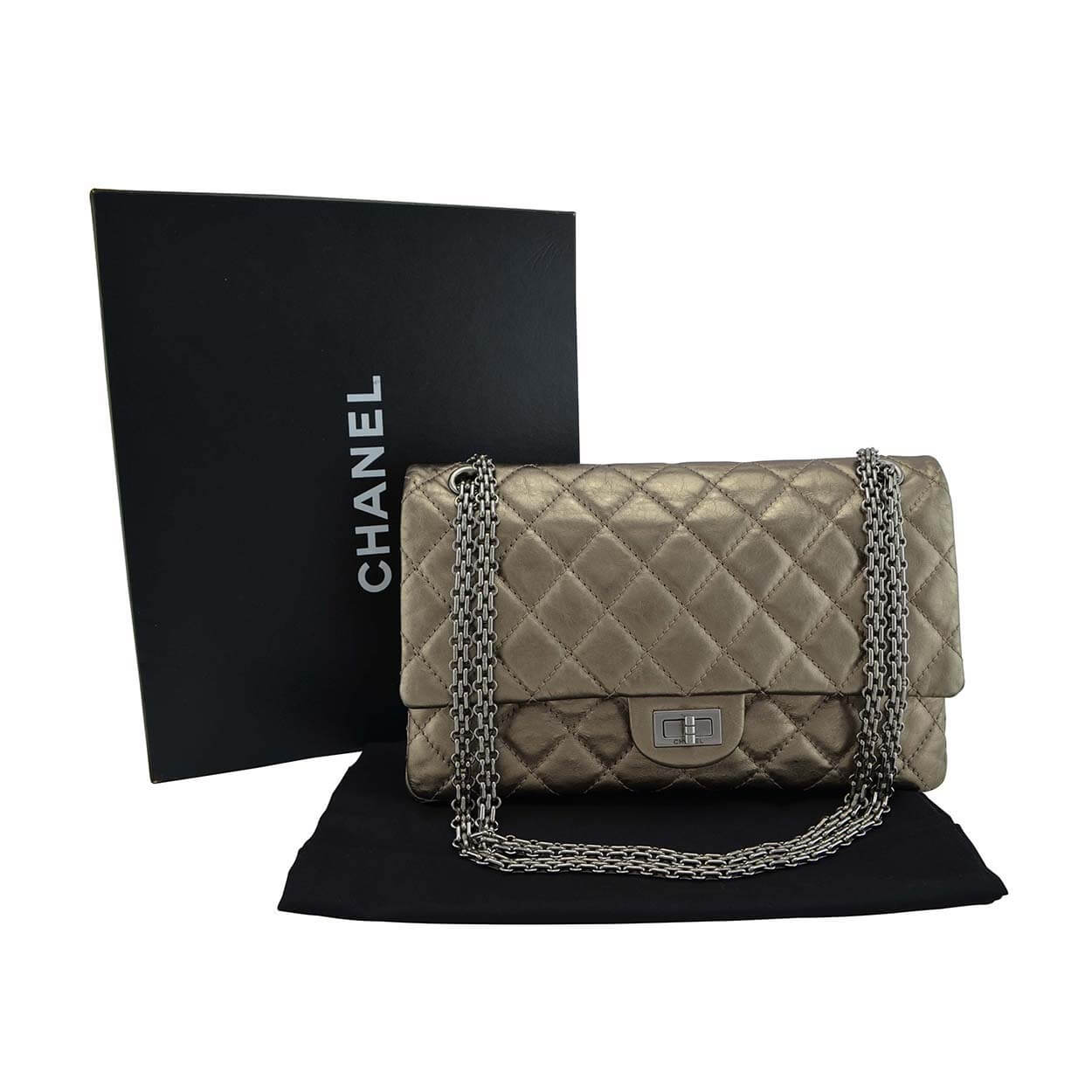 Handtasche CHANEL 2.55 Reissue Aged Calfskin Double Flap Bag Metallic Bronze gebraucht 1