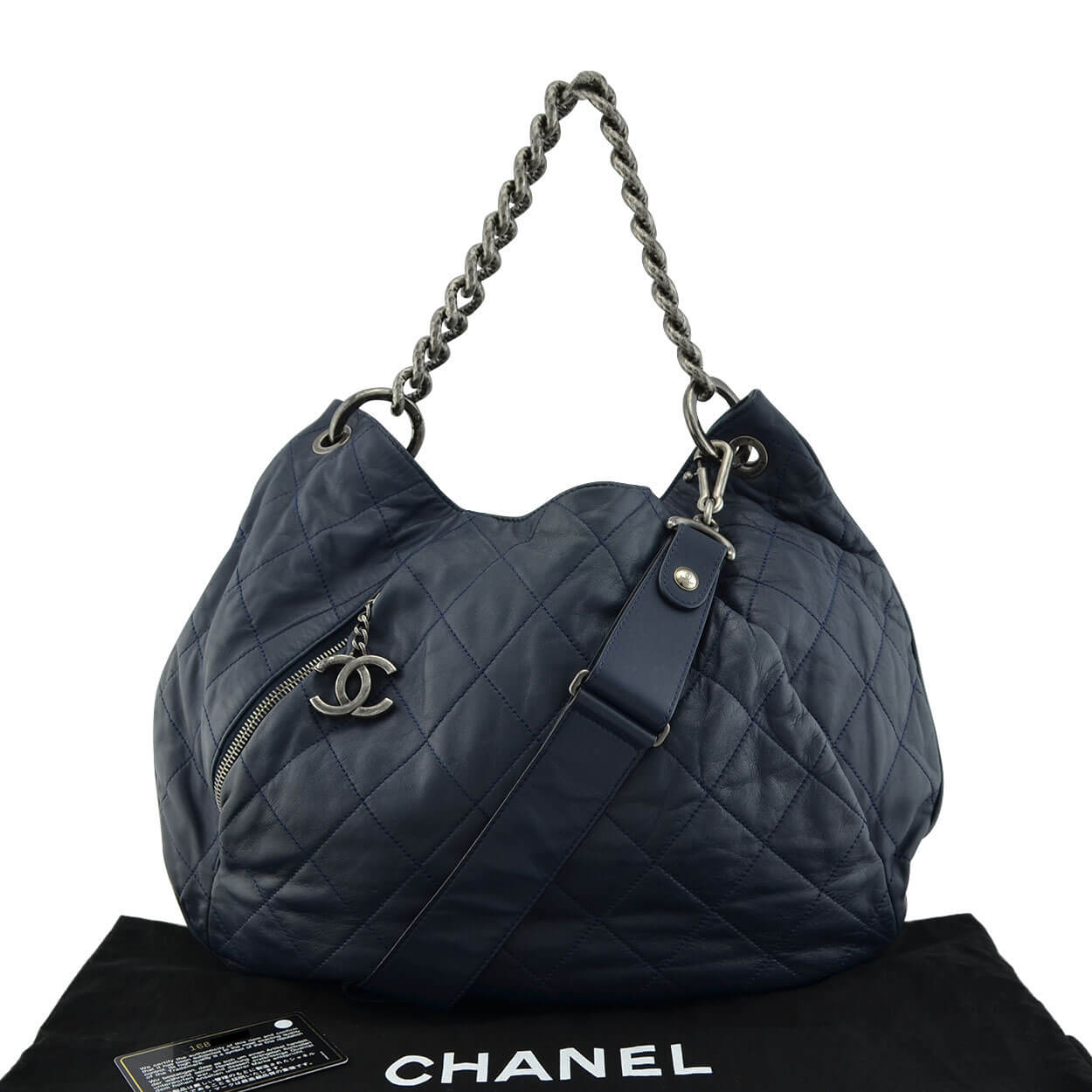 Handtasche CHANEL Coco Pleats Hobo Bag Dunkelblau gebraucht 1