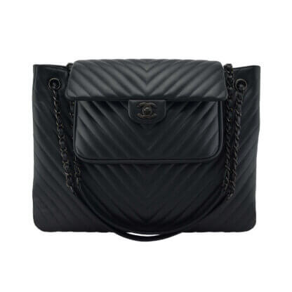 Handtasche CHANEL Chevron So Black Tote Bag gebraucht 1