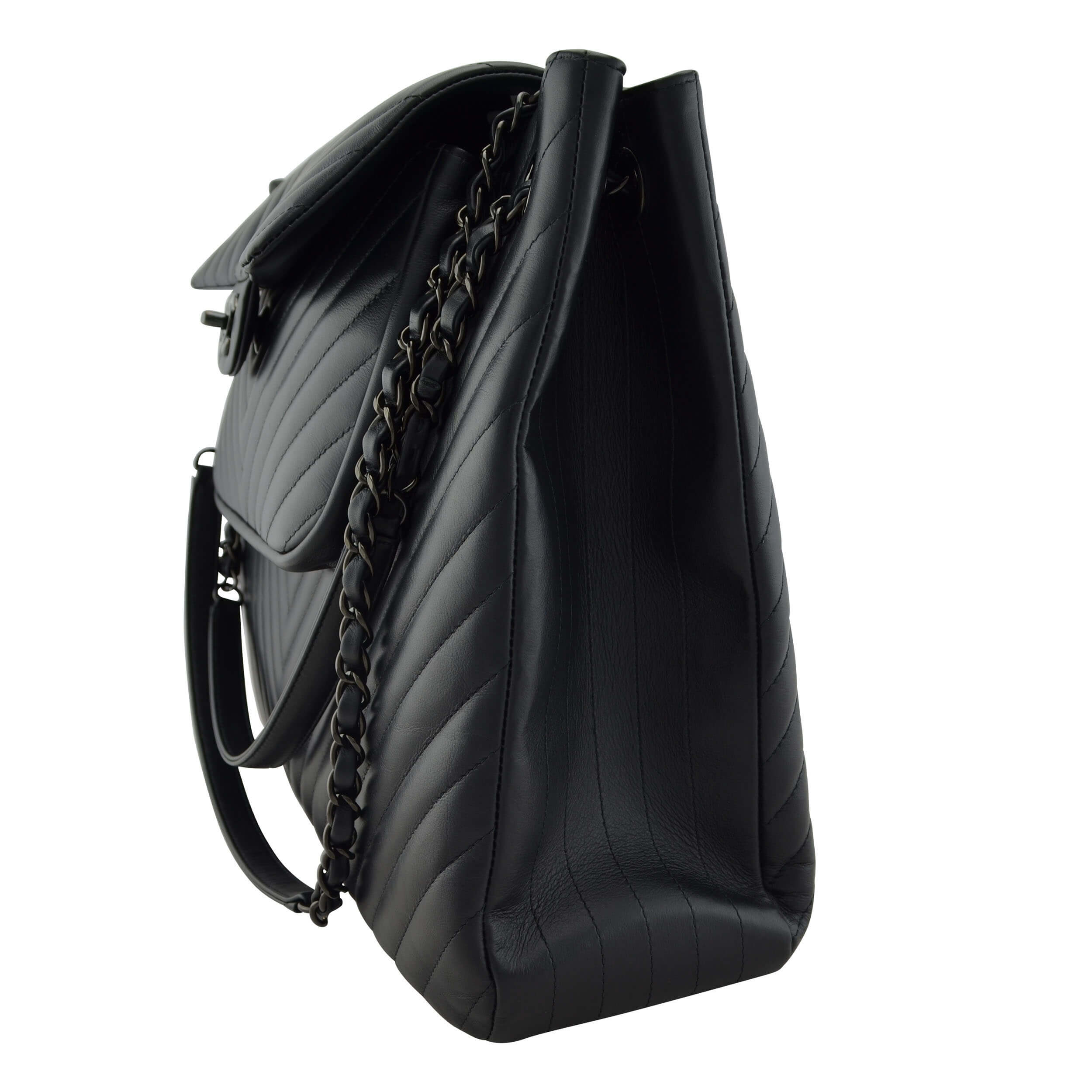 Handtasche CHANEL Chevron So Black Tote Bag gebraucht 4