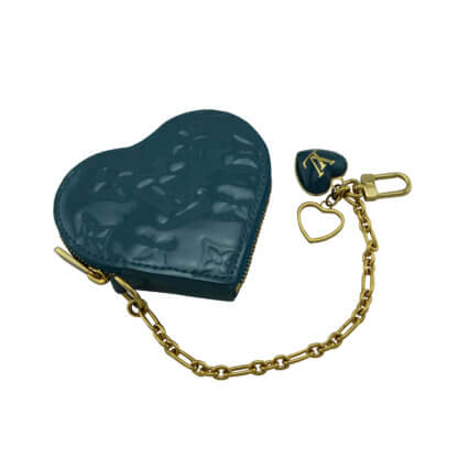 LOUIS VUITTON Portemonnaie Coeur Monogram Vernis Heart Coin Purse Herz Münztasche Blue Galactic gebraucht 6