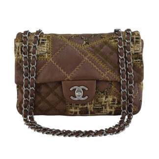 Handtasche CHANEL Quilted Leather/Tweed Patchwork Medium Flap Bag gebraucht 2