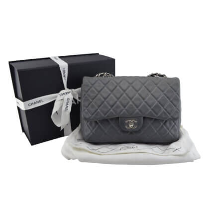 Handtasche CHANEL Timeless Jumbo Classic Single Flap Bag Grau gebraucht 1