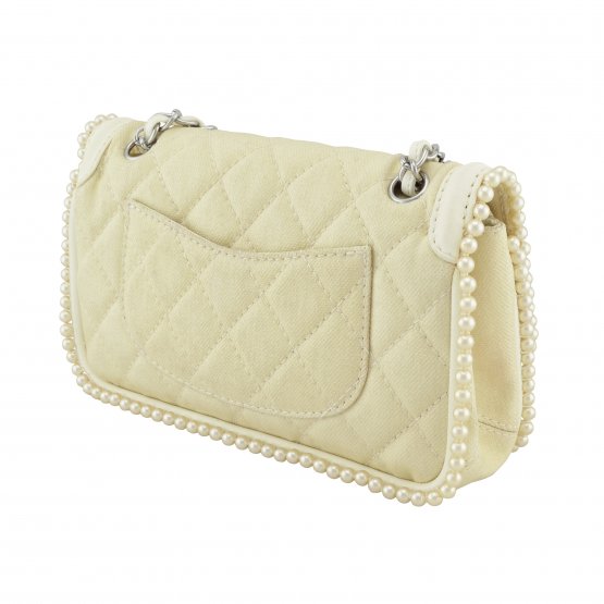 Handtasche CHANEL Pearl Trim Double Flap Bag Ecru gebraucht 7