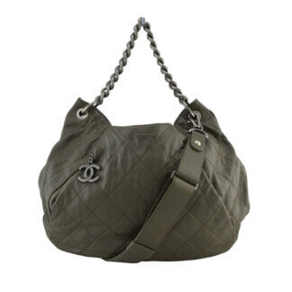 Handtasche CHANEL Coco Pleats Hobo Bag Khaki gebraucht 3