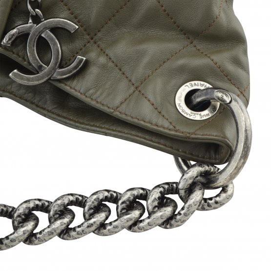 Handtasche CHANEL Coco Pleats Hobo Bag Khaki gebraucht 9