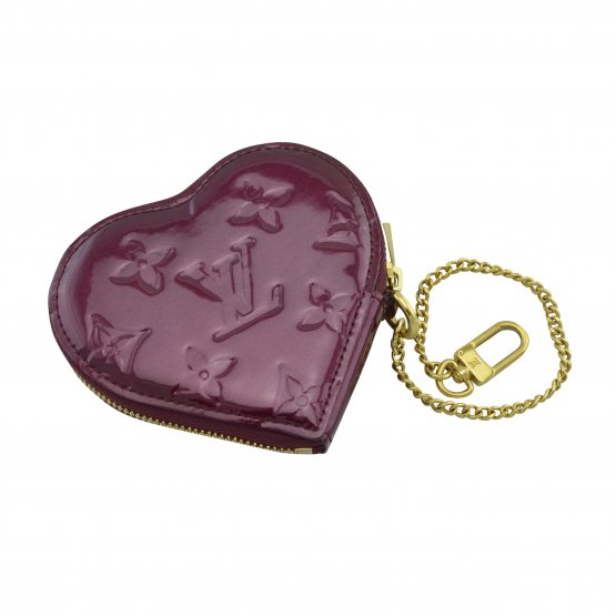 LOUIS VUITTON Portemonnaie Coeur Monogram Vernis Heart Coin Purse Herz Münztasche Amarante gebraucht 3