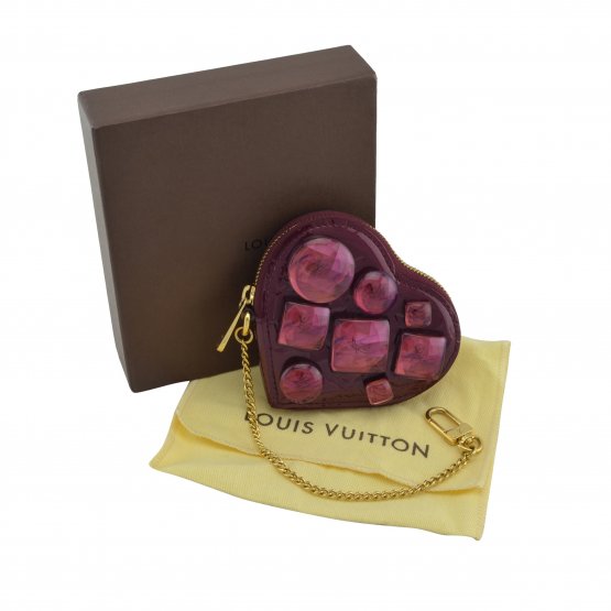 LOUIS VUITTON Portemonnaie Coeur Monogram Vernis Heart Coin Purse Herz Münztasche Amarante gebraucht 1