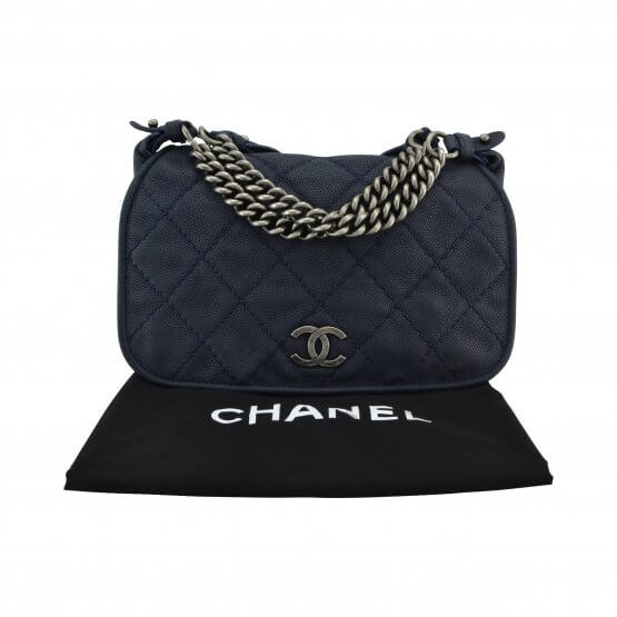 Handtasche CHANEL Large Messenger Bag Dunkelblau gebraucht 1