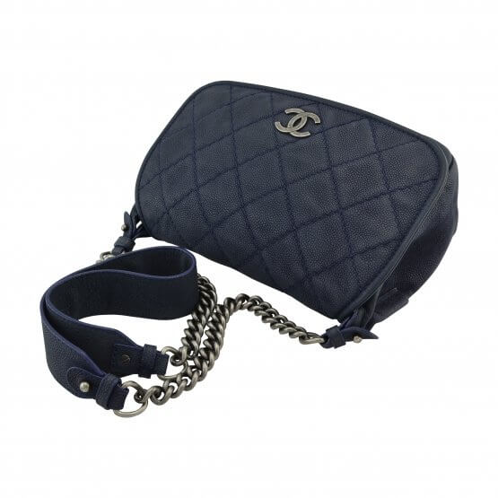 Handtasche CHANEL Large Messenger Bag Dunkelblau gebraucht 7