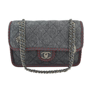 Handtasche CHANEL Wool Flap Bag Edelweiß gebraucht 2