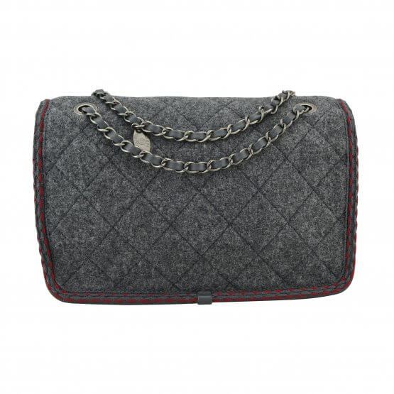 Handtasche CHANEL Wool Flap Bag Edelweiß gebraucht 3