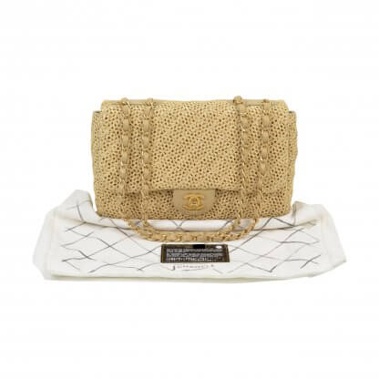 Handtasche CHANEL Raffia Flap Bag gebraucht 1