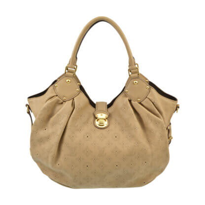 LOUIS VUITTON Mahina L Leder Handtasche Biscuit Second Hand 3