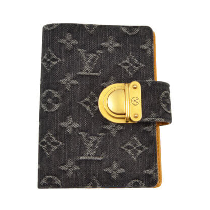 LOUIS VUITTON Agenda PM Koala Black Denim Second Hand 2