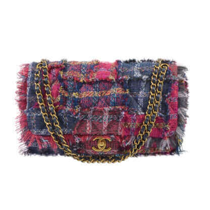 Handtasche CHANEL Tweed Fringes Multicolor Flap Bag Second Hand 2