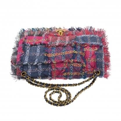 Handtasche CHANEL Tweed Fringes Multicolor Flap Bag Second Hand 6