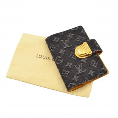 LOUIS VUITTON Agenda PM Koala Black Denim Second Hand 1