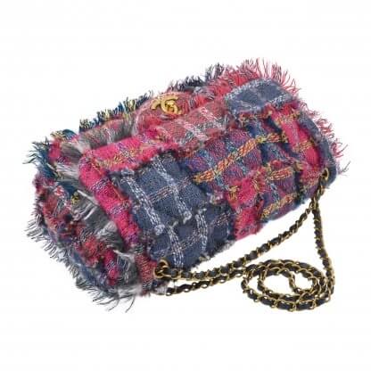 Handtasche CHANEL Tweed Fringes Multicolor Flap Bag Second Hand 7