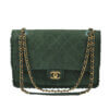 CHANEL Happy Stitch Jumbo Flap Bag Handtasche Dunkelgrün Nubuk Leder Second Hand 1