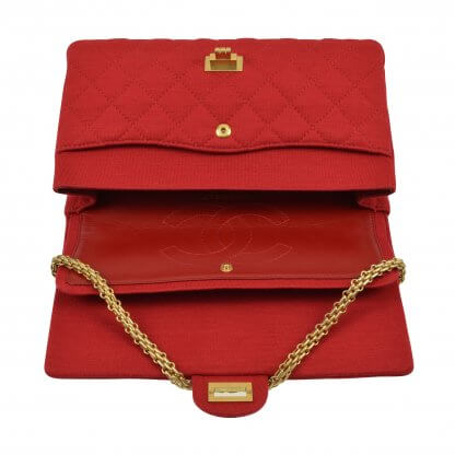 CHANEL 2.55 Reissue Flap Bag Jersey Handtasche Rot Second Hand 9