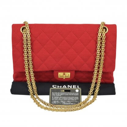 CHANEL 2.55 Reissue Flap Bag Jersey Handtasche Rot Second Hand 11