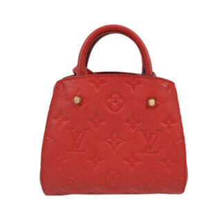 LOUIS VUITTON Nano Montaigne Empreinte Leder Handtasche Cerise Second Hand 2