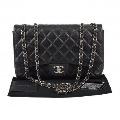 CHANEL Timeless Jumbo Single Flap Bag Caviar Leder Schwarz 1