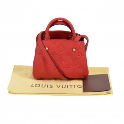 LOUIS VUITTON Nano Montaigne Empreinte Leder Handtasche Cerise Second Hand 1