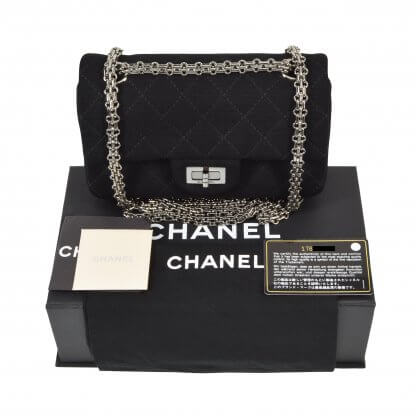 CHANEL 2.55 Reissue 224 Double Flap Bag Jersey Handtasche Schwarz 1