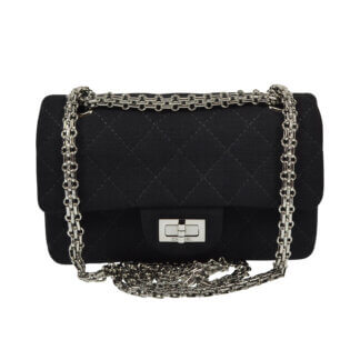 CHANEL 2.55 Reissue 224 Double Flap Bag Jersey Handtasche Schwarz 2