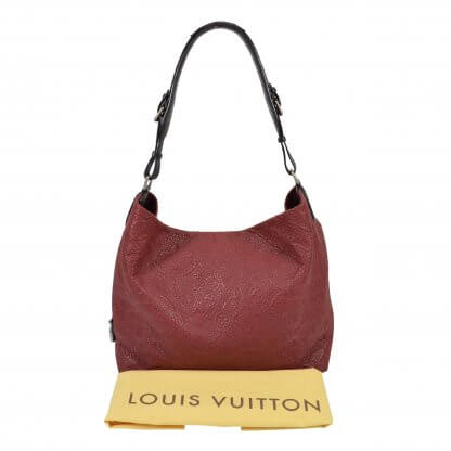 LOUIS VUITTON Antheia Hobo PM Leder Handtasche Dunkelrot Second Hand 2