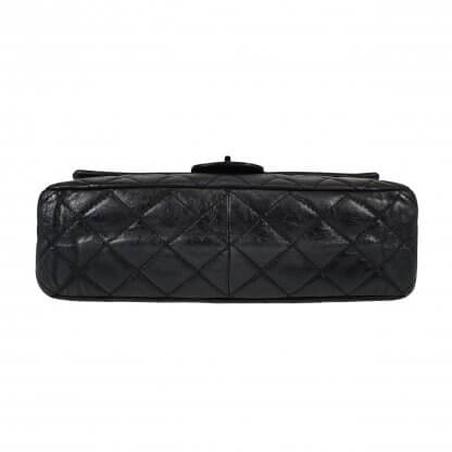 CHANEL 2.55 Reissue Jumbo Leder Handtasche Schwarz All Black Second Hand 4