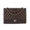 CHANEL Maxi Single Flap Bag Caviar Leder Handtasche Braun Second Hand 1