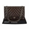 CHANEL Maxi Single Flap Bag Caviar Leder Handtasche Braun Second Hand 2