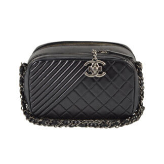 CHANEL Coco Camera Bag Small Lammleder Handtasche Schwarz Second Hand 2