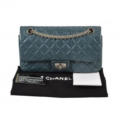 CHANEL 2.55 Reissue Double Flap Bag Emerald Green Vintage Leder Handtasche Second Hand 1