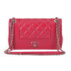 CHANEL Iridescent Sheep Flap Bag Fuchsia Leder Handtasche Second Hand 2