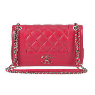 CHANEL Iridescent Sheep Flap Bag Fuchsia Leder Handtasche Second Hand 2