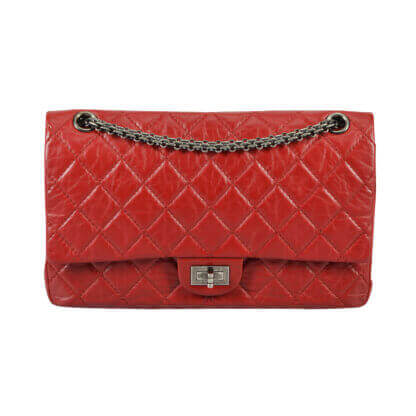 Chanel 2.55 Reissue Medium 226 Double Flap Bag Leder Handtasche Rot Second Hand 1