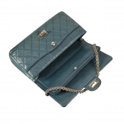 CHANEL 2.55 Reissue Double Flap Bag Emerald Green Vintage Leder Handtasche Second Hand 9