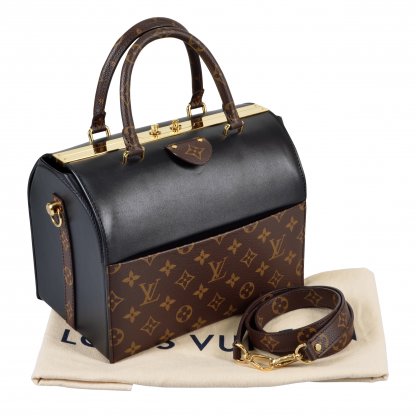 Louis Vuitton Speedy Doctor 25 Handtasche Schwarz Braun Second Hand 11956 1