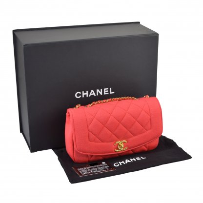 CHANEL Diana Jersey Flap Bag Koralle Second Hand 1