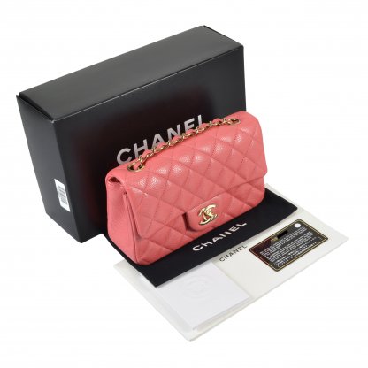 CHANEL Timeless Rectangular Mini Flap Bag Caviar Leder Handtasche Rosa Second Hand 1