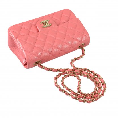 CHANEL Timeless Rectangular Mini Flap Bag Caviar Leder Handtasche Rosa Second Hand 8