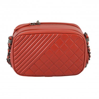 CHANEL Coco Boy Small Camera Bag Lammleder Rot Second Hand 3