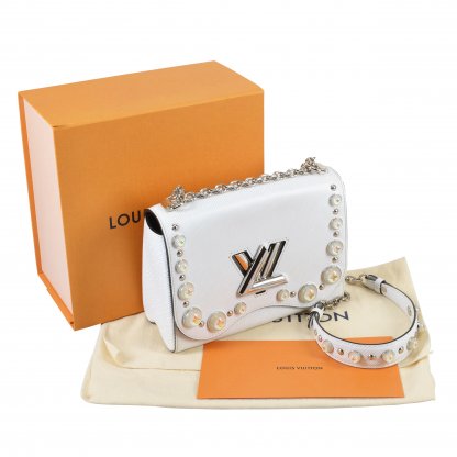 Louis Vuitton Twist MM Bubbles Epi Leder Weiß Second Hand 1